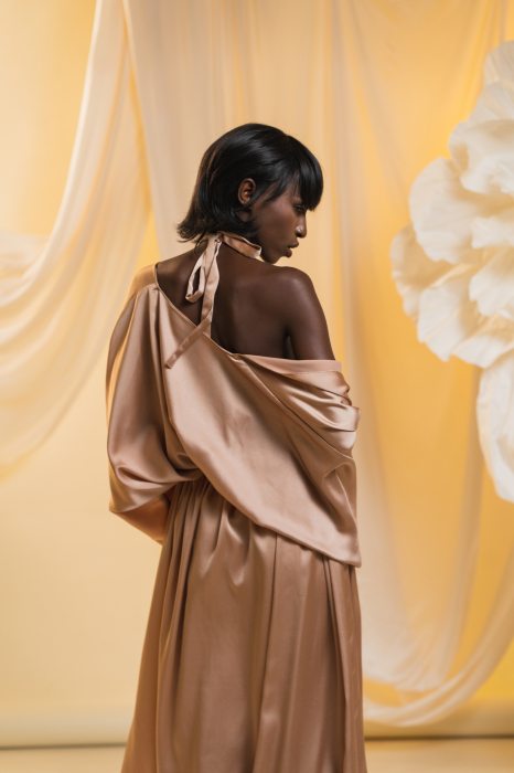 Desert Mirage long satin kimono – nude champagne for women [4]