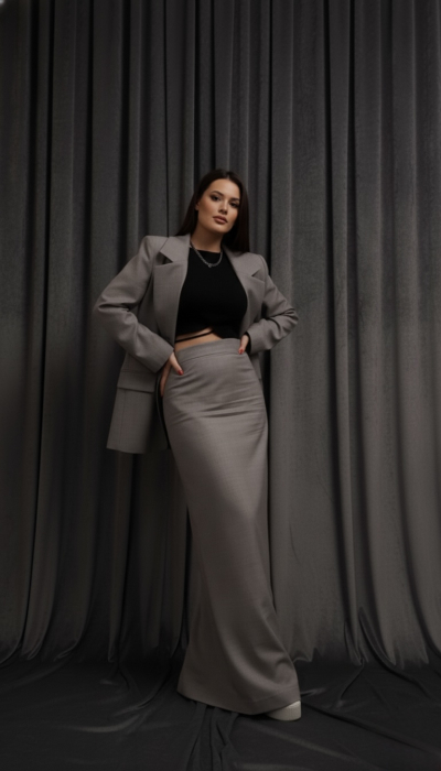 Set fustă și palton din lână pentru costume [2]