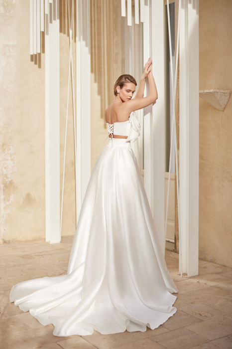 PYRITE Rochie de mireasa tafta cu accesoriu floare [4]