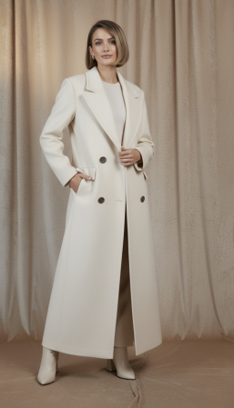 COATS & SUITS - Palton alb clasic din lână si casmir – Carolyn