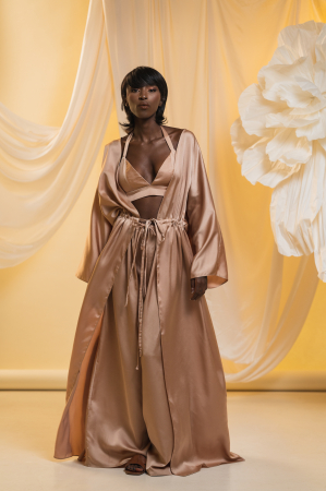 Desert Mirage long satin kimono – nude champagne for women [4]