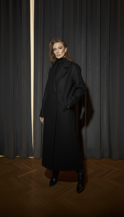COATS & SUITS - Palton lână si casmir negru Carolyn