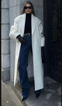 COATS & SUITS - Palton lână si casmir alb ALBA