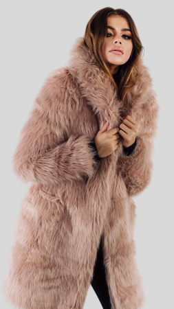 COATS & SUITS - Haină blană roz Lyra – blândețe de iarnă
