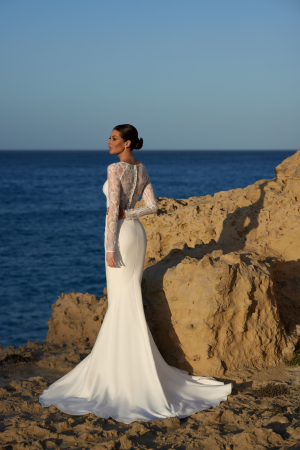 PYRITE Rochie de mireasa tafta cu accesoriu floare [2]