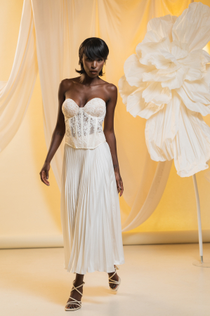 BRIDAL - Fustă albă plisată elegantă | Luna Pleats