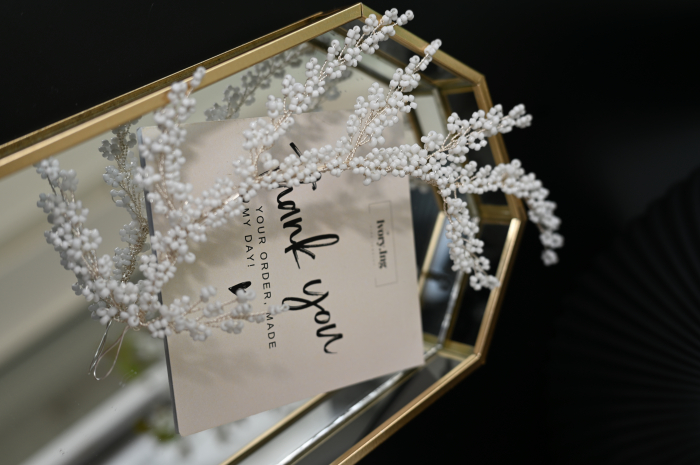 Accesoriu mireasa "LIANA" ramuri perle albe [6]