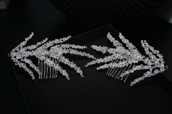 Accesoriu pieptan EMIRA, ramuri diafane cu cristale Zirconiu Cubic [4]