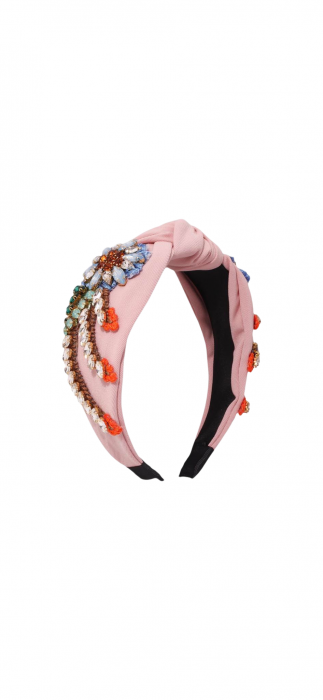 Bentita roz cu broderie si pietre multicolore, IVR13 [5]
