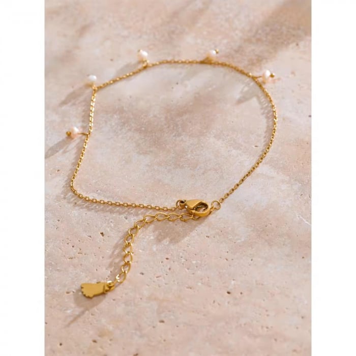 Brățară pentru gleznă placată cu aur 18K și perle – Delicatețe pură [2]