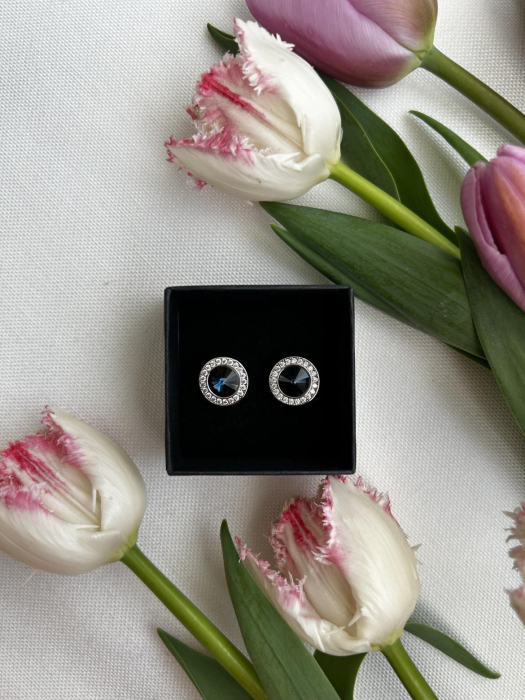 Cercei Dark Blue, argintiu, elegant,  cristale Zirconiu Cubic, cristale Austria [4]