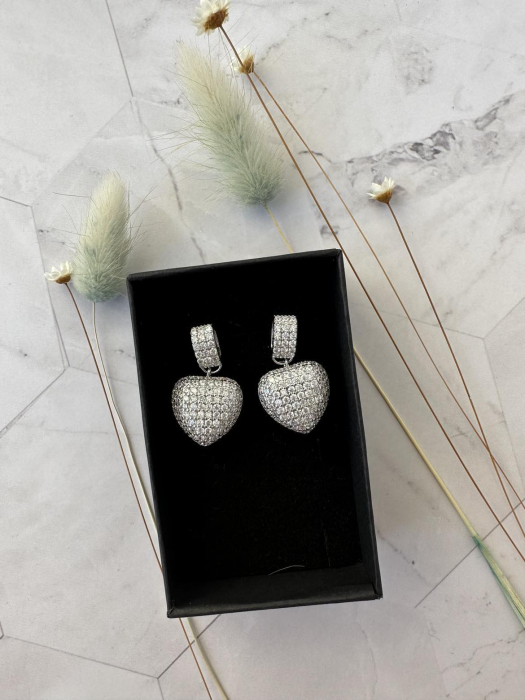 CERCEI “inLOVE“, argintiu, elegant, sclipitori, cristale Zirconiu Cubic [4]