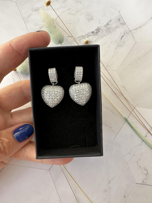 CERCEI “inLOVE“, argintiu, elegant, sclipitori, cristale Zirconiu Cubic [3]