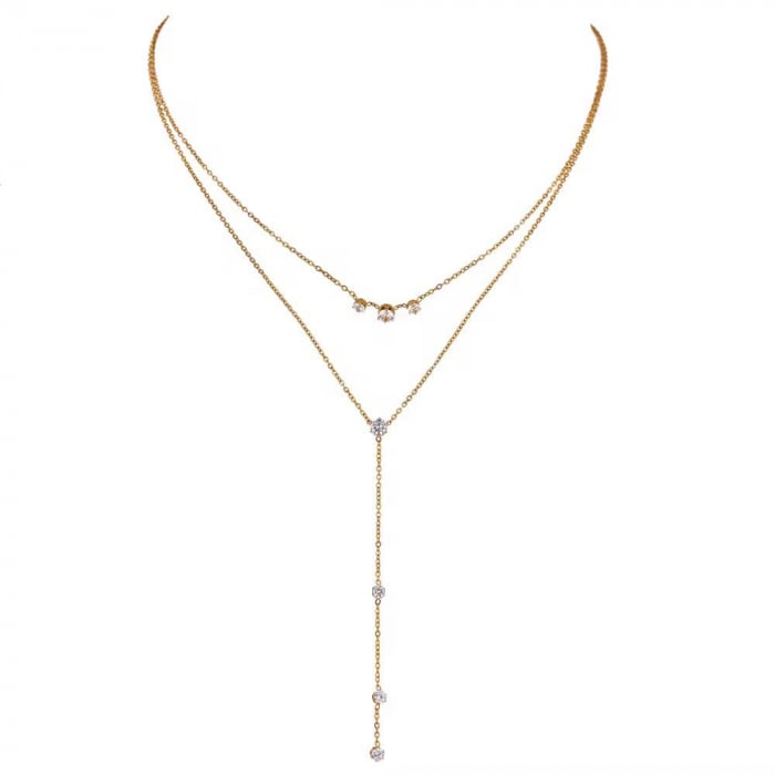 Colier Dublu 1929 Placat cu Aur 18K și Zirconiu Cubic – Eleganță Delicată [1]