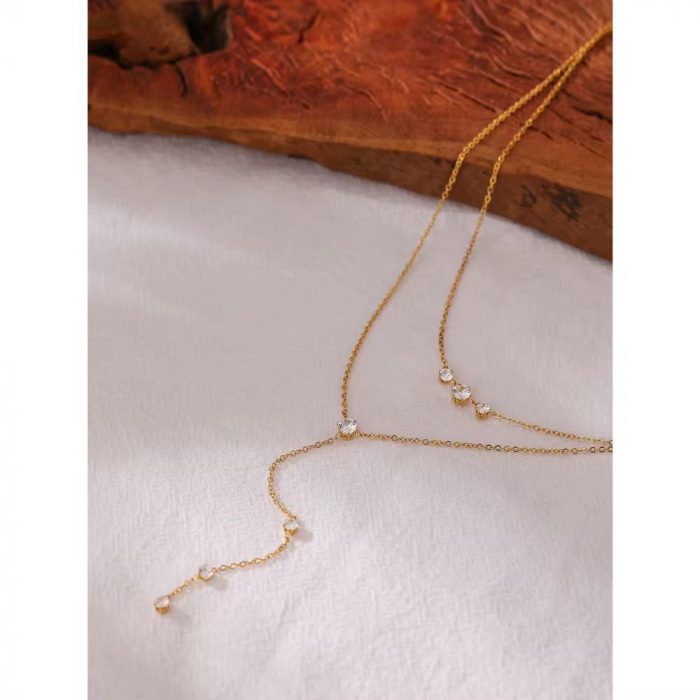Colier Dublu 1929 Placat cu Aur 18K și Zirconiu Cubic – Eleganță Delicată [3]