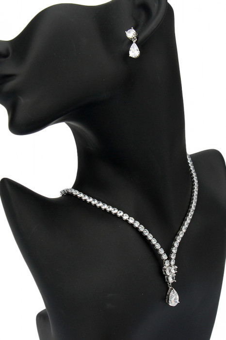 Set bijuterii, colier si cercei, cristale Zirconiu Cubic [3]