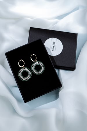 Cercei rotunzi "Green Love" casual, Zirconiu Cubic [2]