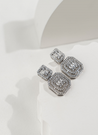 Colectie Statement - Cercei "Peonie" casual, eleganti cu cristale Zirconiu Cubic