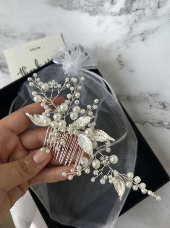 Accesoriu de par “Patricia” cu cristale si perle [2]