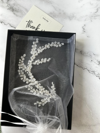 Accesoriu mireasa "LIANA" ramuri perle albe [4]