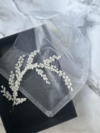 Accesoriu mireasa "LIANA" ramuri perle albe [3]