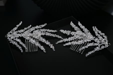 Accesoriu pieptan EMIRA, ramuri diafane cu cristale Zirconiu Cubic [3]