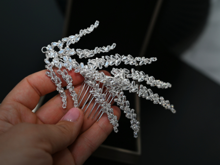 Accesoriu pieptan EMIRA, ramuri diafane cu cristale Zirconiu Cubic [1]