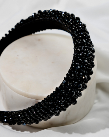 Bentite Statement - Bentita bufanta cu pietre  si perle, Black, IVR5