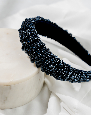 Bentite Statement - Bentita bufanta cu pietre si perle, Blue, IVR6