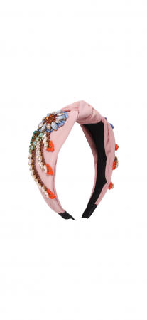 Bentita roz cu broderie si pietre multicolore, IVR13 [4]