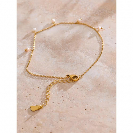 Brățară pentru gleznă placată cu aur 18K și perle – Delicatețe pură [1]