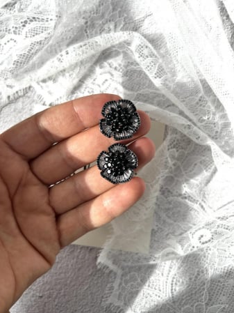 Cercei Black Roses,  cristale Zirconiu Cubic [1]