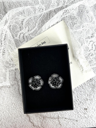 Cercei - Cercei Black Roses,  cristale Zirconiu Cubic