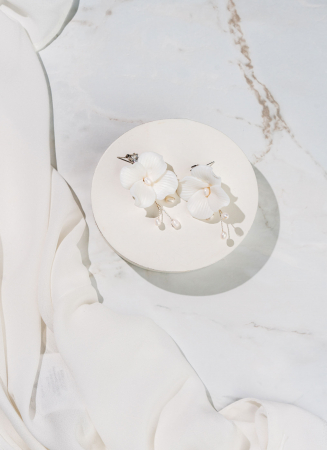 Cercei "Ceramic Flower" cu perle naturale si cristale Zirconiu Cubic [2]