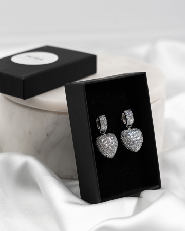 Cercei - CERCEI “inLOVE“, argintiu, elegant, sclipitori, cristale Zirconiu Cubic