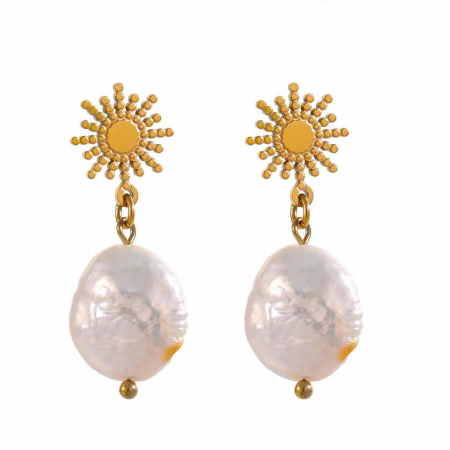 Colectie Perle - Cercei Statement Soare cu Perle Baroce