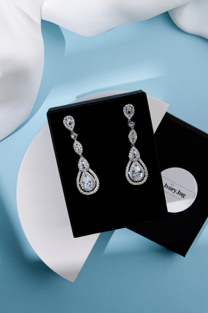 Cercei - CERCEI WATER DROP, Argintiu, ocazie, elegant, cristale Zirconiu Cubic