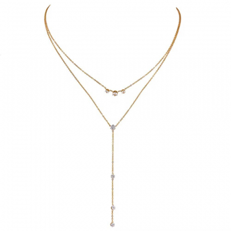 Produse - Colier Dublu 1929 Placat cu Aur 18K și Zirconiu Cubic – Eleganță Delicată