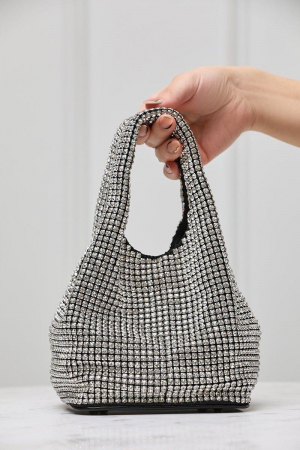 Genti/Clutch - Crystal Clutch/Poseta Silver cu cristale 3D aplicate