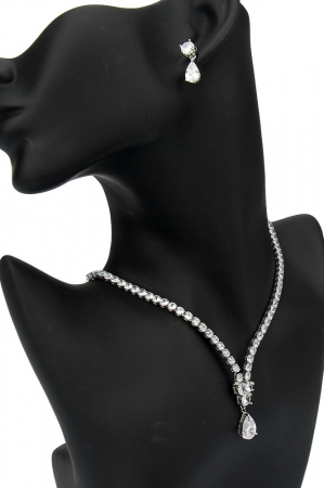 Set bijuterii, colier si cercei, cristale Zirconiu Cubic [2]
