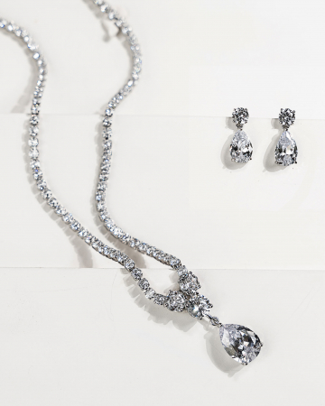 Set bijuterii, colier si cercei, cristale Zirconiu Cubic [1]