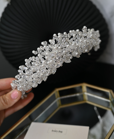 Tiara QUEEN, design delicat, diafan, cristale Zirconiu Cubic, perle. [1]