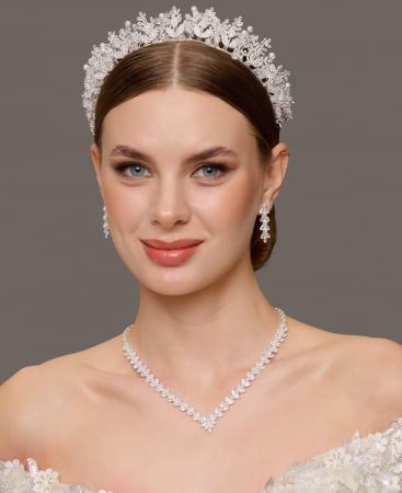 Tiara VICKY, delicată cu cristale Zirconiu Cubic și perle [3]