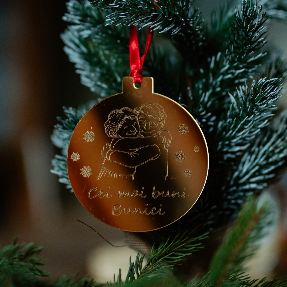 Glob de Crăciun din plexiglass auriu oglindă – „Cei mai buni Bunici” [3]