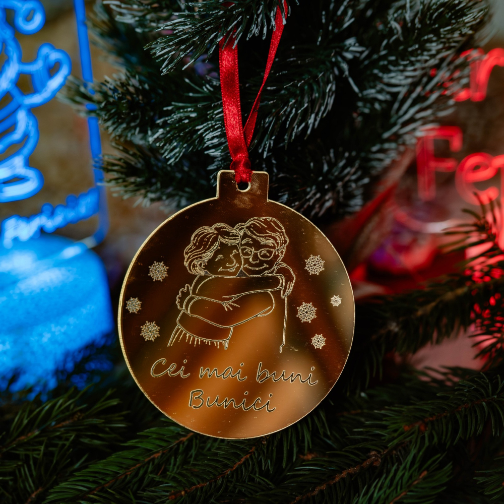 Glob de Crăciun din plexiglass auriu oglindă – „Cei mai buni Bunici” [5]