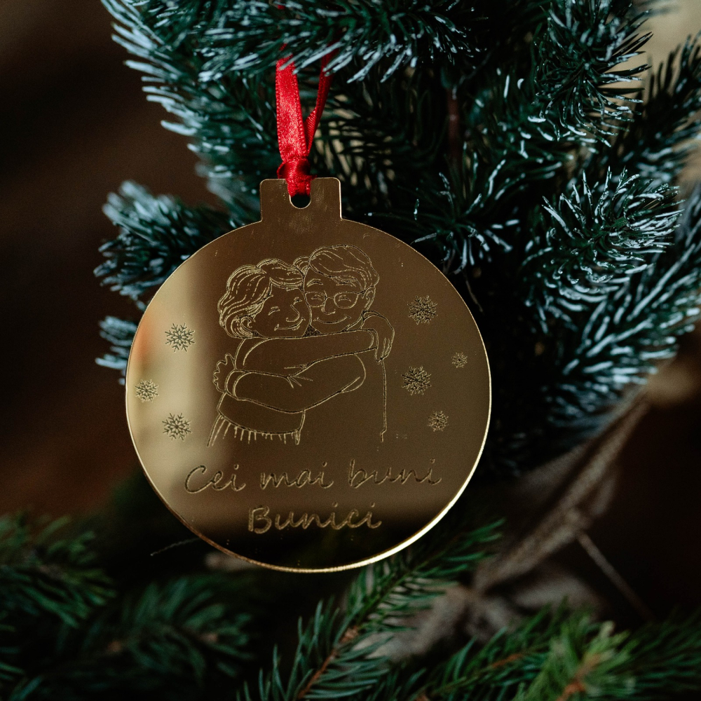 Glob de Crăciun din plexiglass auriu oglindă – „Cei mai buni Bunici” [2]