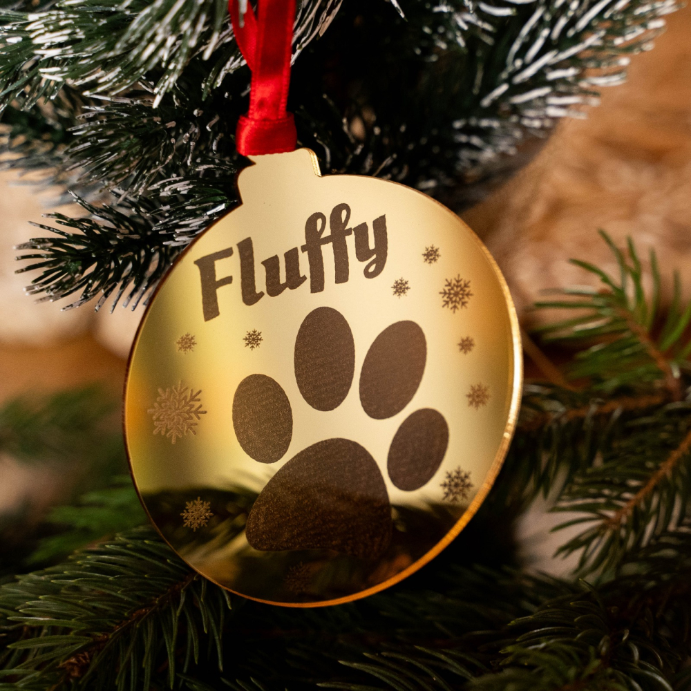 Glob Personalizat Animal de Companie din Plexiglass Auriu Oglindă – Cu Nume și Amprentă de Lăbuță [2]