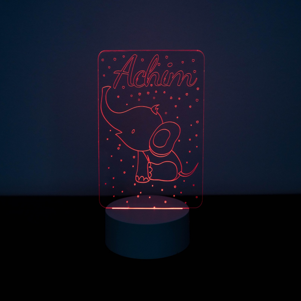 Lampa LED 3d model Pui Elefant personalizat cu nume [1]