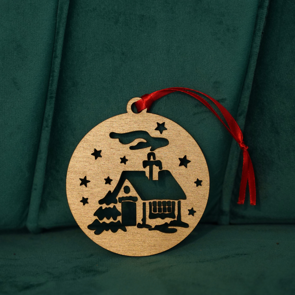 Set 4 globuri din lemn vopsite auriu [5]