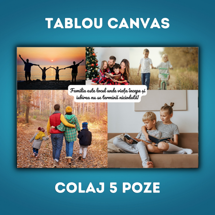 Tablou Canvas - Familia este locul unde - colaj 5 poze [1]